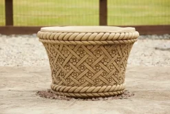 Statues & Sculptures Large|Round^Woven Plant Pot Bathstone Stone Garden Planter